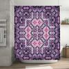 Vibrant Pattern Shower CurtainPurple Geometric Floral Design for Bathroom Decor Waterproof Fabric with Hooks Included
