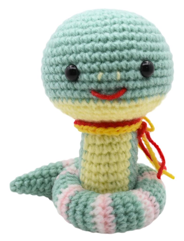 NASKA Amigurumi Kit Jammy the Snake (Medium-Thick Pop Fruits) - Approx. 16.5cm Tall, Design by Miyuki Ichikawa, MI-24