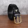 Men's Genuine Leather Woven Belt with Pure Copper Pin Buckle - Retro Casual Style