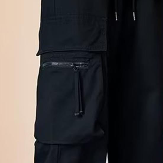 Herren Cargo-Hose Unifarben Kordelzug Mehrere Taschen Locker Streetwear Herbst Winter Hip Hop Baggy Cargo-Hose für den täglichen Gebrauch