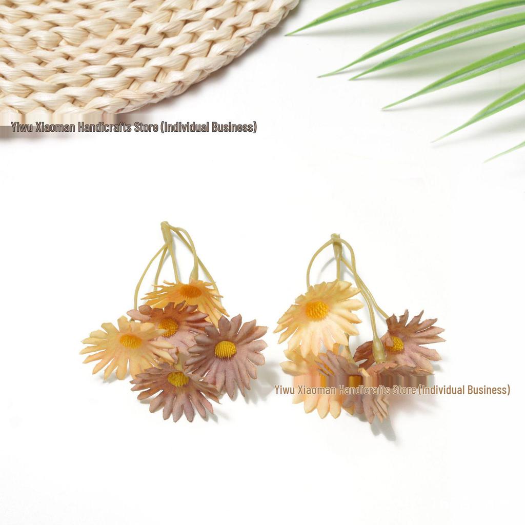 Morandi Color 5-Fork Daisy Floral Arrangement for Wedding Decoration & Headdress