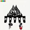 Islamic Calligraphy Key Holder Wall Mounted with 5 Hooks Metal Key Rack Strong Iron Home Entry Office Decoration Gift for Muslim