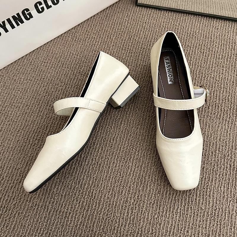Fashion Elegant Women Mid Heels Shoes Summer Buckle Heeled Shoes 2025 New Shallow Sandals Classical Brand Pumps Dress Chaussures Femme