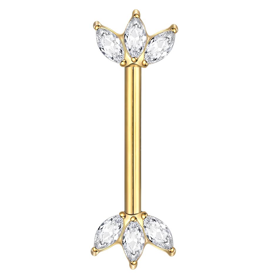 1PC PVD Titanium Nipple Piercing Bar For Women 14G Bezel Set CZ Front Facing Barbell Nipple Shield Ring Sexy Body Jewelry