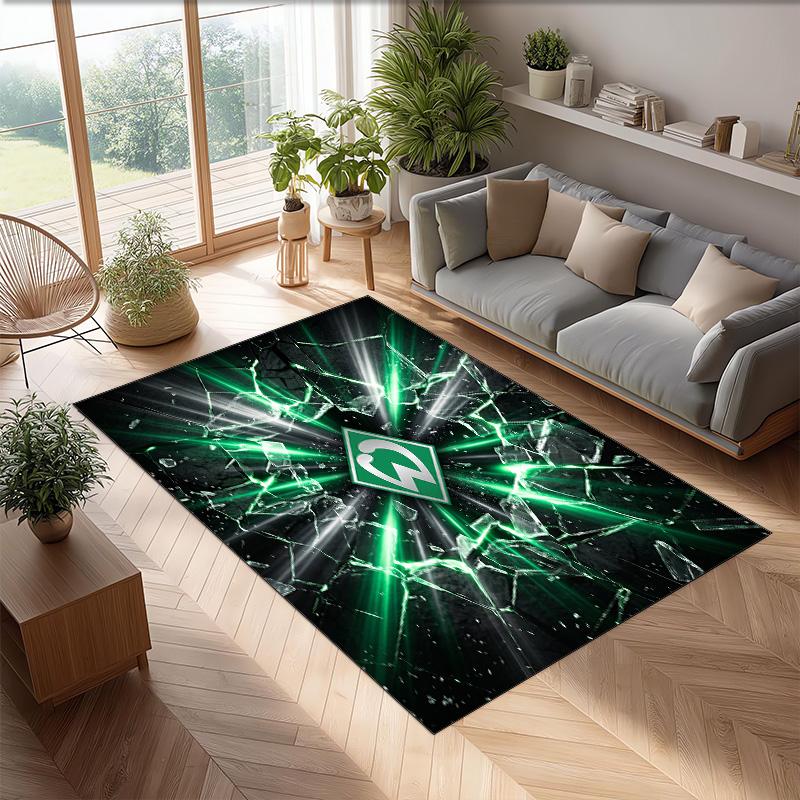 Tappeto in Velluto di Cristallo con Stampa Calcio Werder Bremen, Comodo Assorbente d'Acqua Antiscivolo Tappeto per Pavimenti Interni