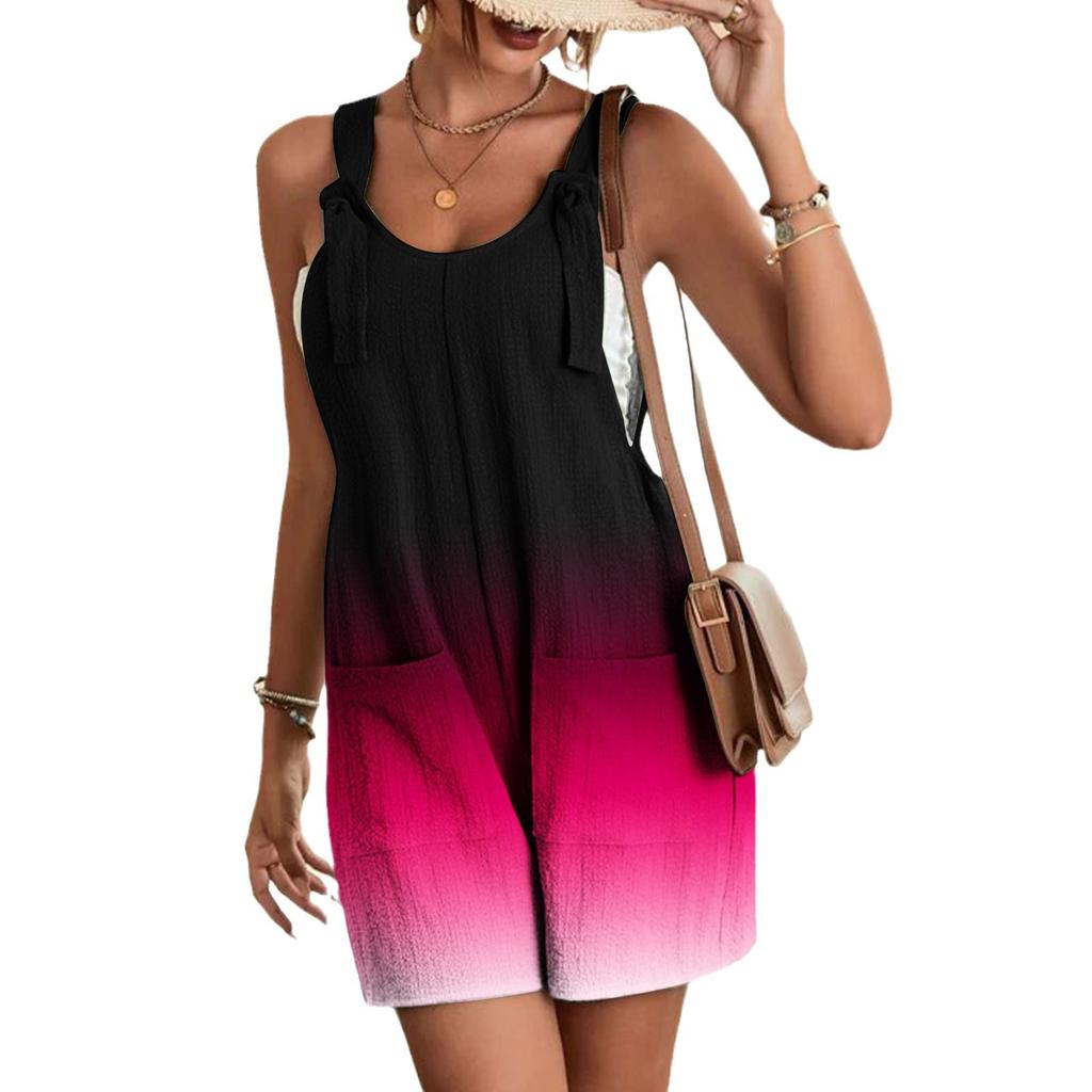 Women's Summer Jumpsuit Shorts, Striped Printed Fashionable Casual Jumpsuit