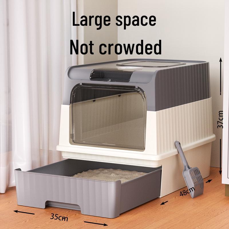 Oversized Drawer-Type Enclosed Cat Litter Box: Splash-Proof, UV-Proof Cat Toilet and Pet Supplies