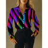 New coded women's long-sleeved printed shirts digitally printed versatile elegant shirts for girls colorful zebra pattern abstract style