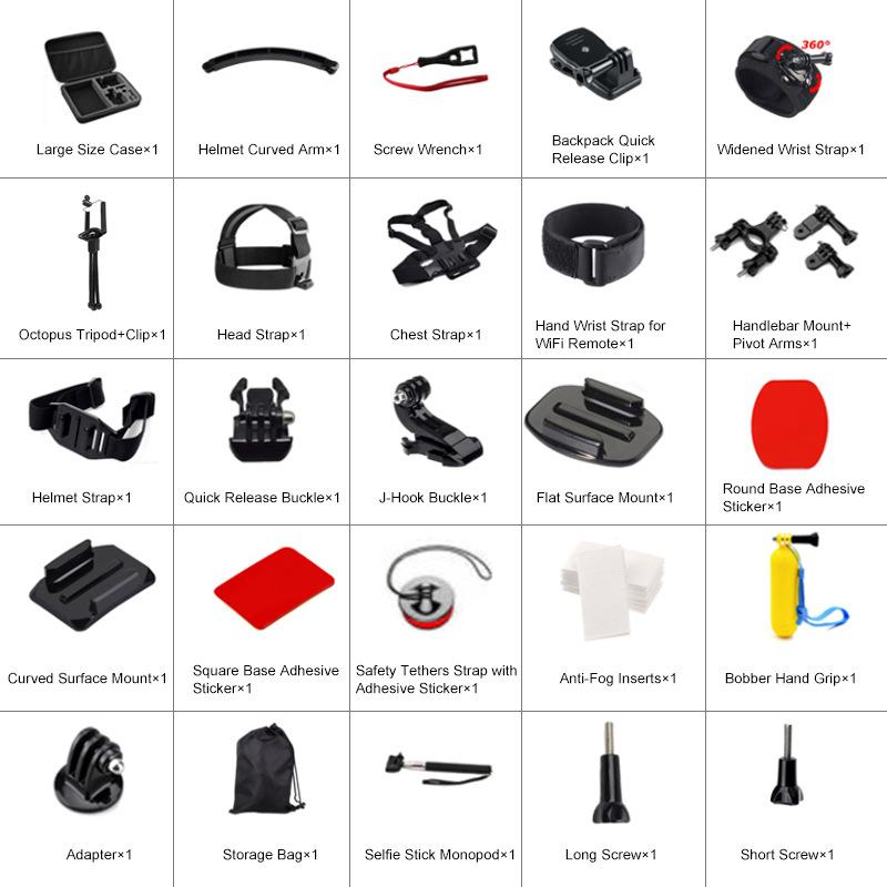 50-in-1 Comprehensive Package for GoPro HERO9, Yi and Other Action Cameras. Large Case