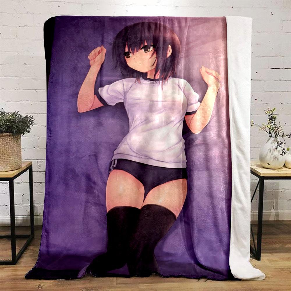 Anime Girl Print Blanket Bedroom Blanket for Livingroom Couch Lunch Break Soft Cozy Throw for Friend's Festival Gift