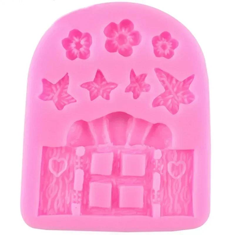 Creative Styling Handmade Mold Fairy Door Combination Snail Mushroom Sugar Cake Silicone Decoration Accessories Cake Tools