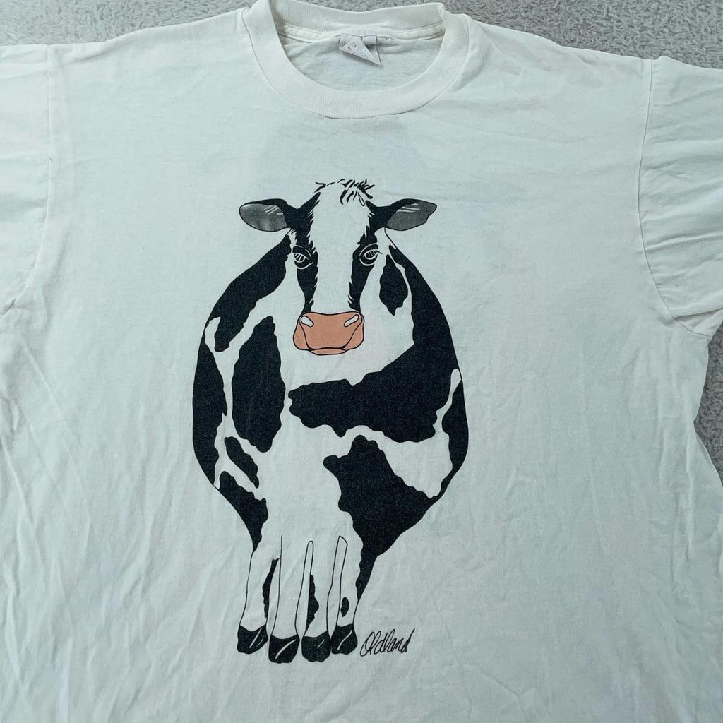 Vintage Cow Double-Sided Shirt Mens Large/XL Oldland Farm Animal Art 90s Tee