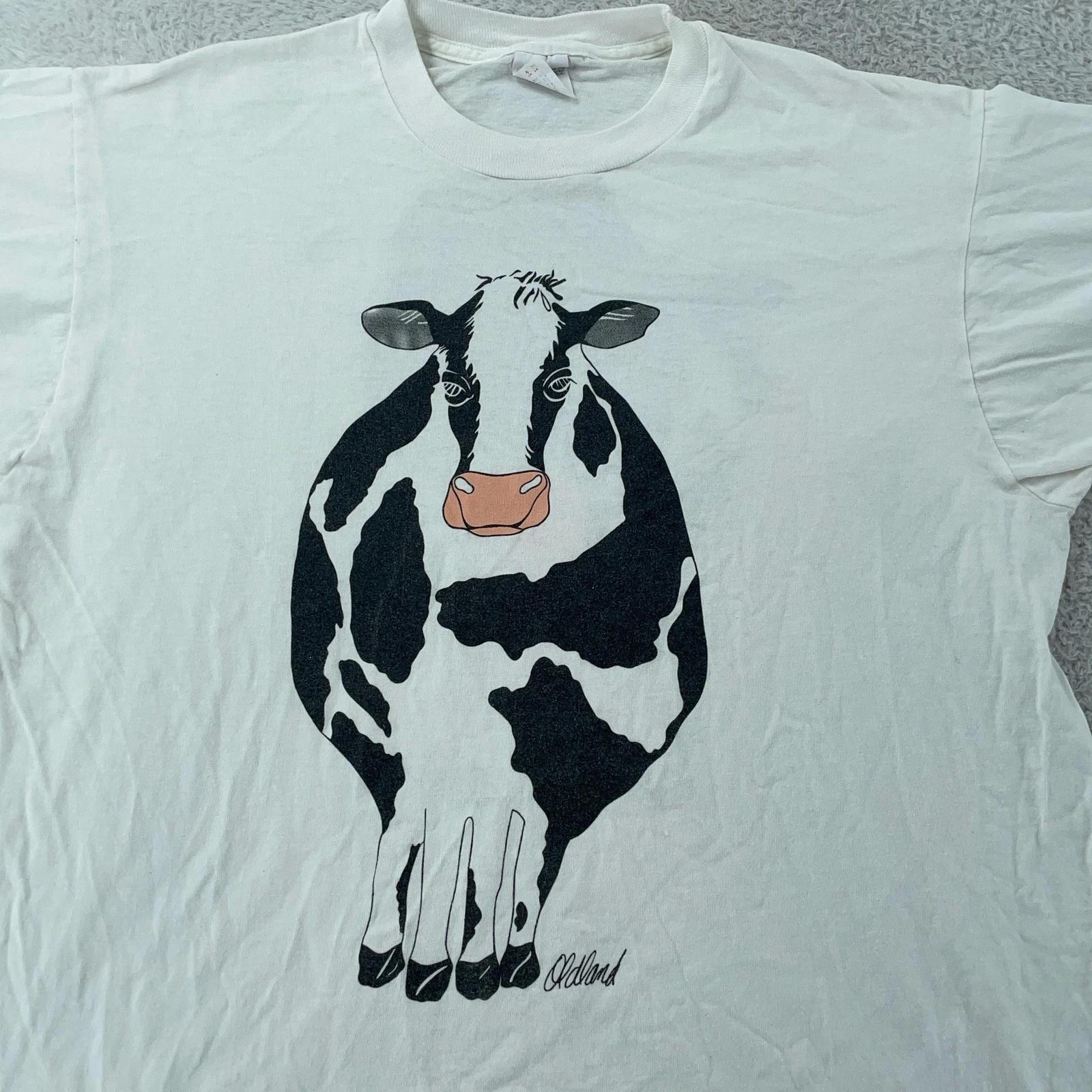 

Vintage Cow Double-Sided Shirt Mens Large/XL Oldland Farm Animal Art 90s Tee 4XL