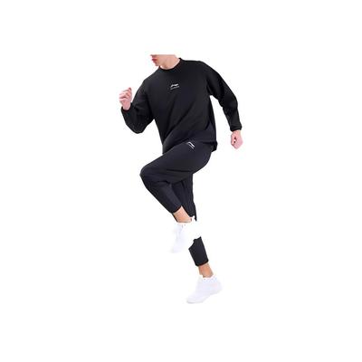 Li Ning Sweat Series Comfortable Breathable Fitness Leisure Sports Suit Unisex Suit Black LWLU005-1