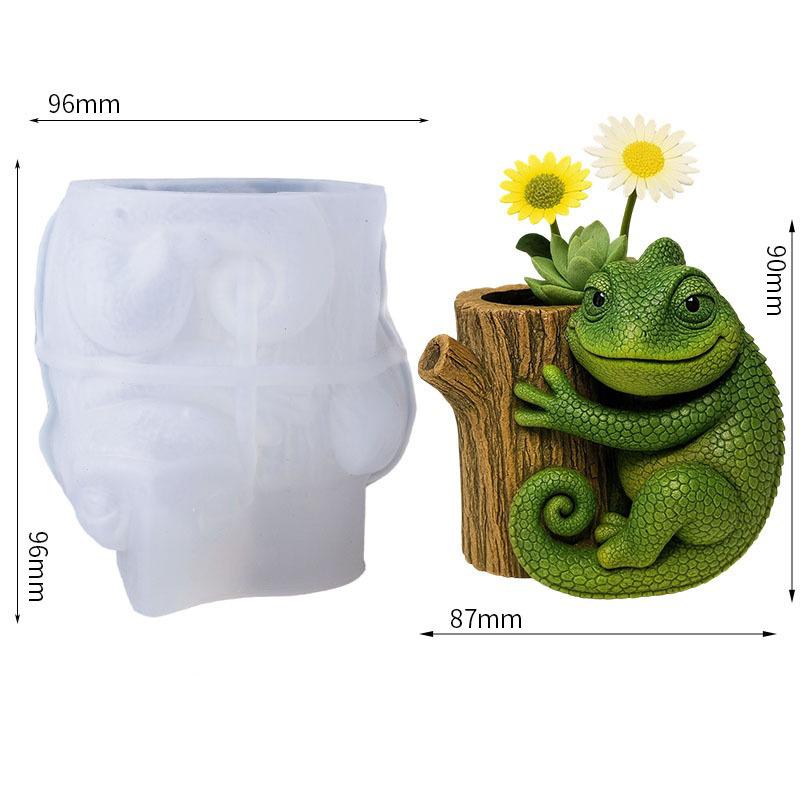 3D Lizard Tree Stump Dropper Mold DIY Chameleon Ornament Silicone Mold