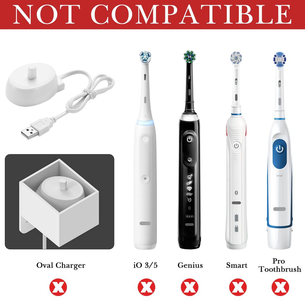 Linkidea Electric Toothbrush Charger Stand with Cable Electric Toothbrush Rack Compatible with iO Series Charger Wall-Mounted Holder, Dual-Tier