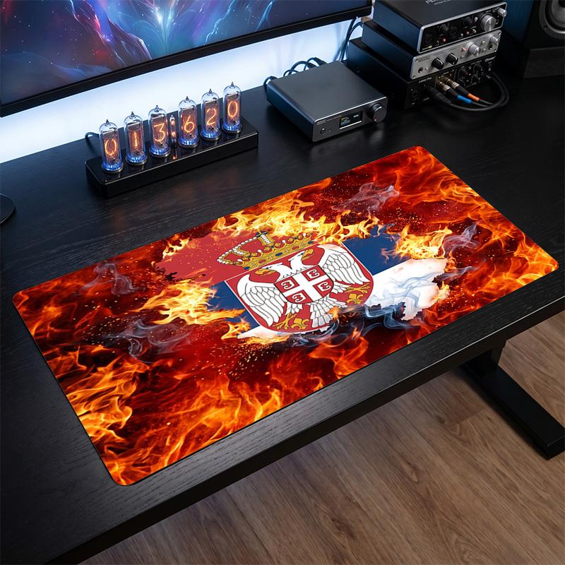 X2529==Serbia Crest Mouse Pad, Extended Non Slip Rubber Desk Mat for Gaming Office Laptop Fan Gift