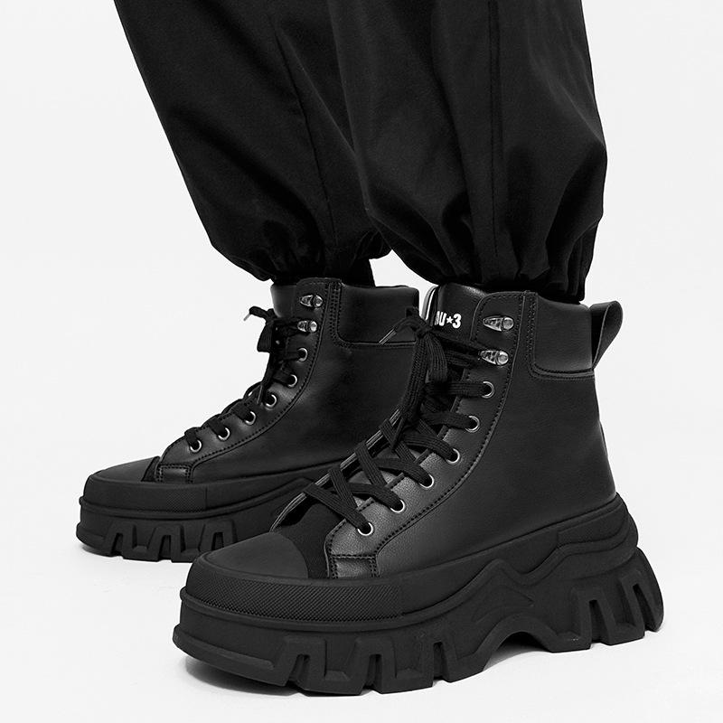 SLNU3 new shoes thick sole heightening leather surface leisure sports high top cross-border large size shoes