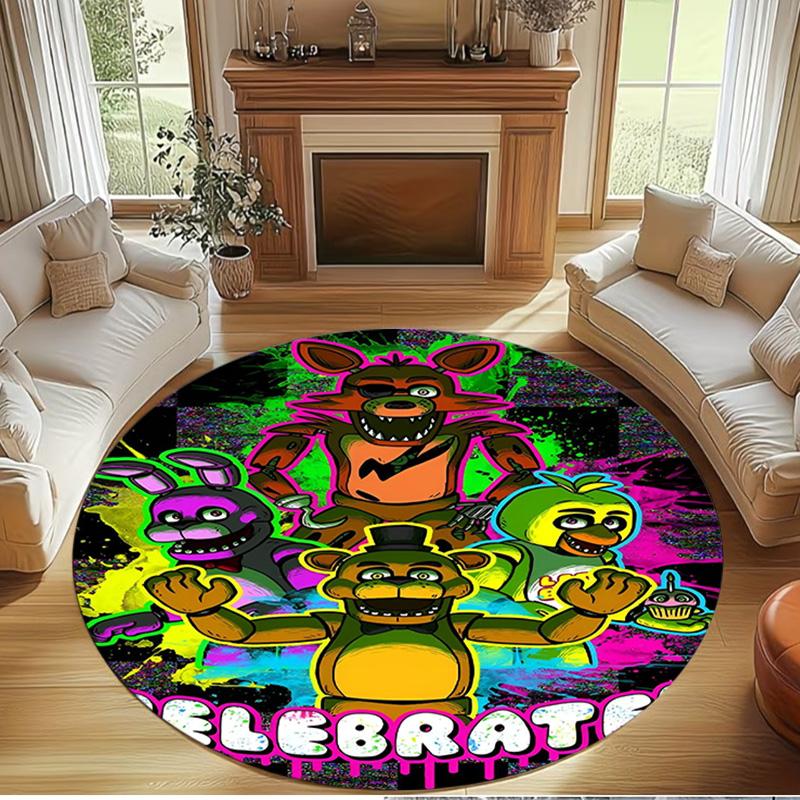 Five Nights at Freddy's Print Round Rug, Washable Floor Carpet, For Entryway Dorm Laundry Room Office Study, Home Decor Birthday Christmas Gift