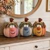 Autumn Atmosphere Decor for Entryways Whimsical Patchwork Pumpkin, Pumpkin Table Decor, Cute Smiling Face Vintage Fabric Ornaments Window Display