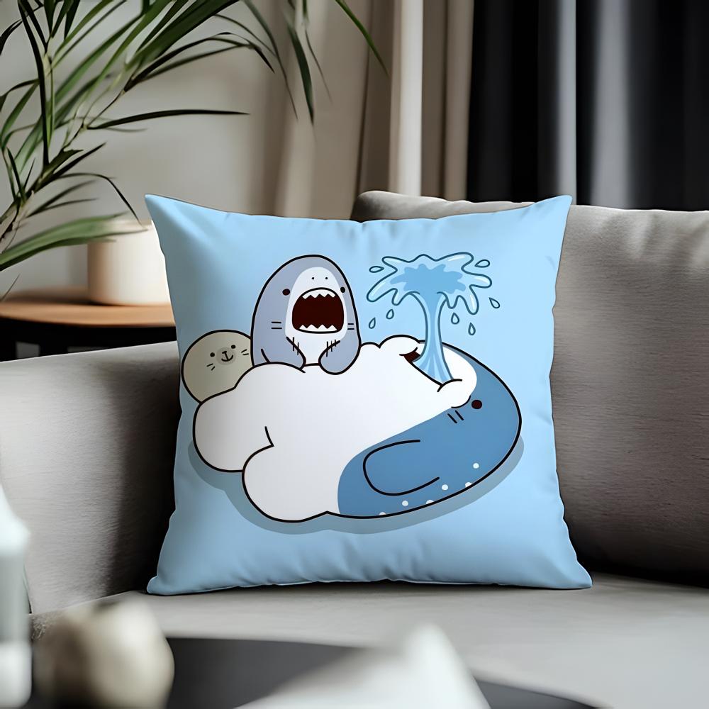 Fashion Ffat Sharkead Cushion Cover Antidustmite Pillowcase Invisible Zipper Silky Short Plush Sofa Cushion Cover