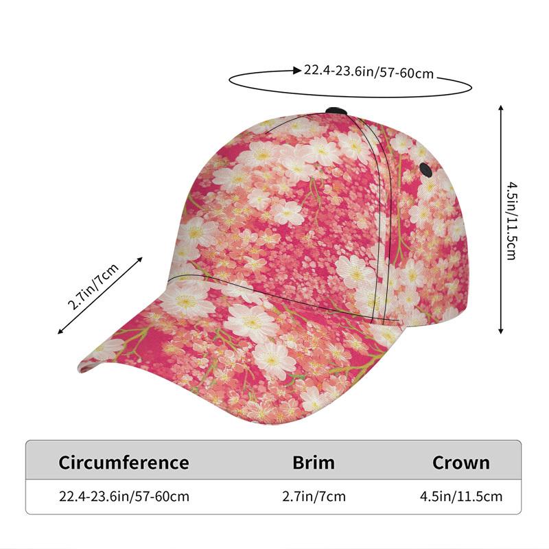 1Pc Cherry Blossom Print Baseball Cap - Adjustable Duckbill Hat With & Floral Design, Funky Casual Hat For Spring Summer Outfits