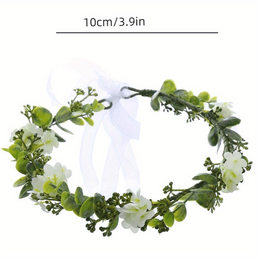 2 Pcs Bridal Green Leaf Crown Bohemian Headpiece Floral Headband Photo Prop Wedding Bridal Flower Girl Halo Maternity Photo Props