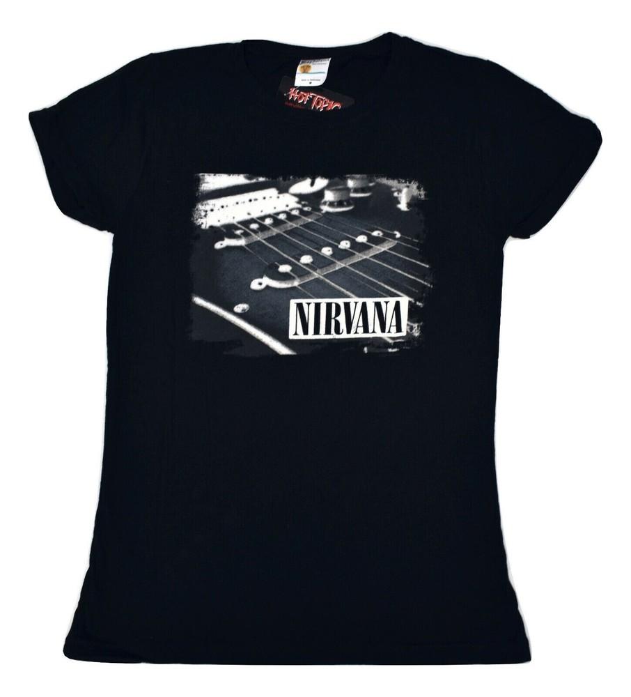 

Hot Topic Juniors Nirvana Guitar Print Grunge Rock Guitar Strings Shirt S 2XL