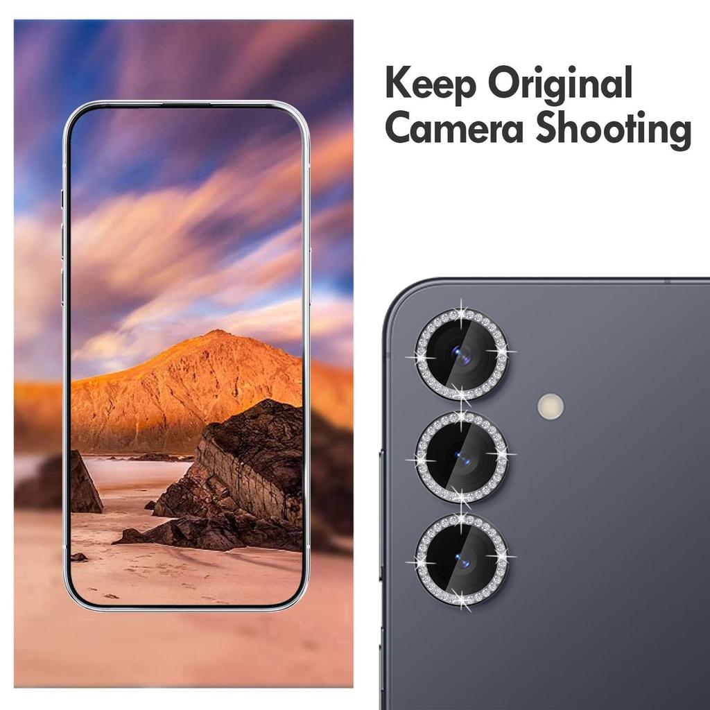 For Samsung Galaxy S24 FE Camera Lens Protector Diamond Ring Design Tempered Glass Lens Film