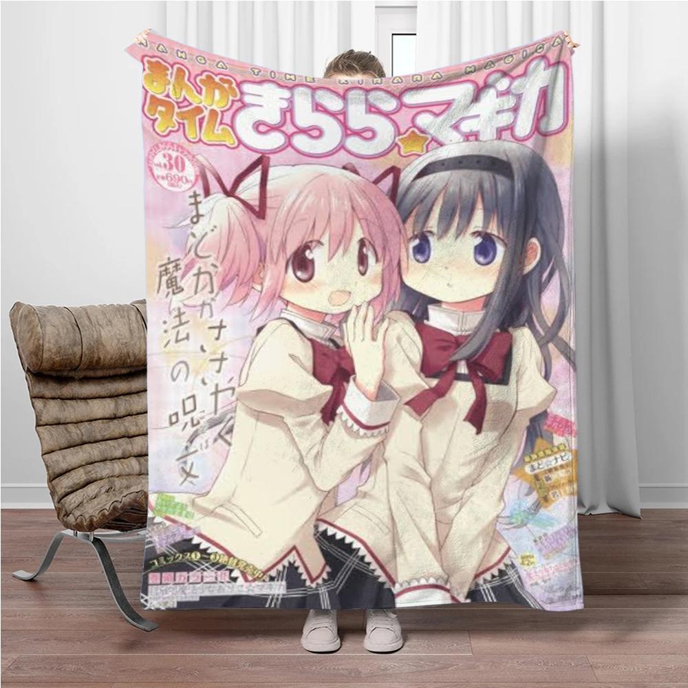 

Puella-Magi-Madoka-Magica Мягкие Фланелевые Одеяла Согревающие Плед Уютное Одеяло для Пикника Кроватей Дивана Дома Спальни 75x90cm