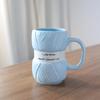 Taza de café de cerámica de estilo tejido único de 425 ml, aislada, regalo divertido para vacaciones familiares, taza de té, regalo para verano e invierno.
