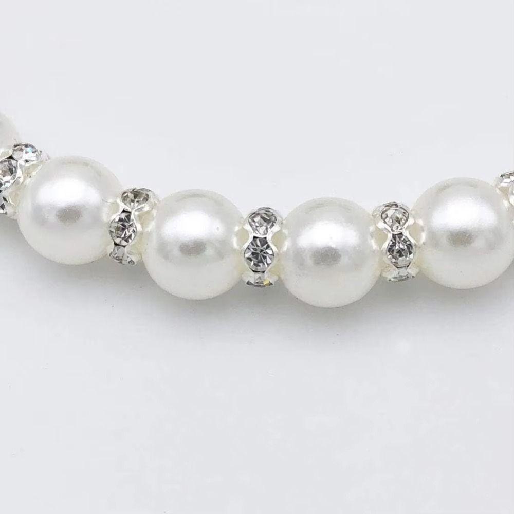 Bling Cat Bead Collar Adjustable Pet Simulated Pearl Collar Fashionable Cat Princess Collars  Party