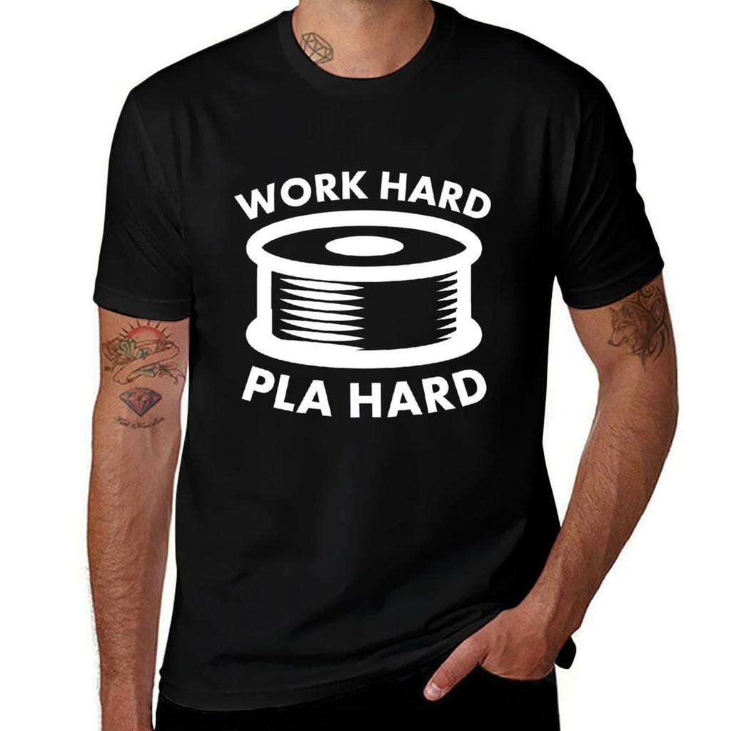 Work Hard PLA Hard - Funny 3D Printing Design T-Shirt Minimal Art Print T-Shirt