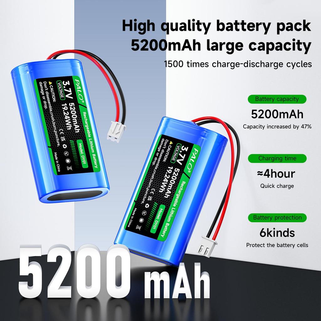 3.7V Lithium Battery Pack 5200mAh Replacement Batteries for GPS,intercom,RC Car,vehicle Trip Data Recorder,bluetooth Speaker