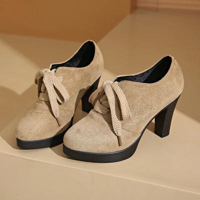 2024 New Fashion Solid Color Single Shoes with Pointed Toe Laces, Comfortable Spring and Autumn Outer Casual Women's Shoes