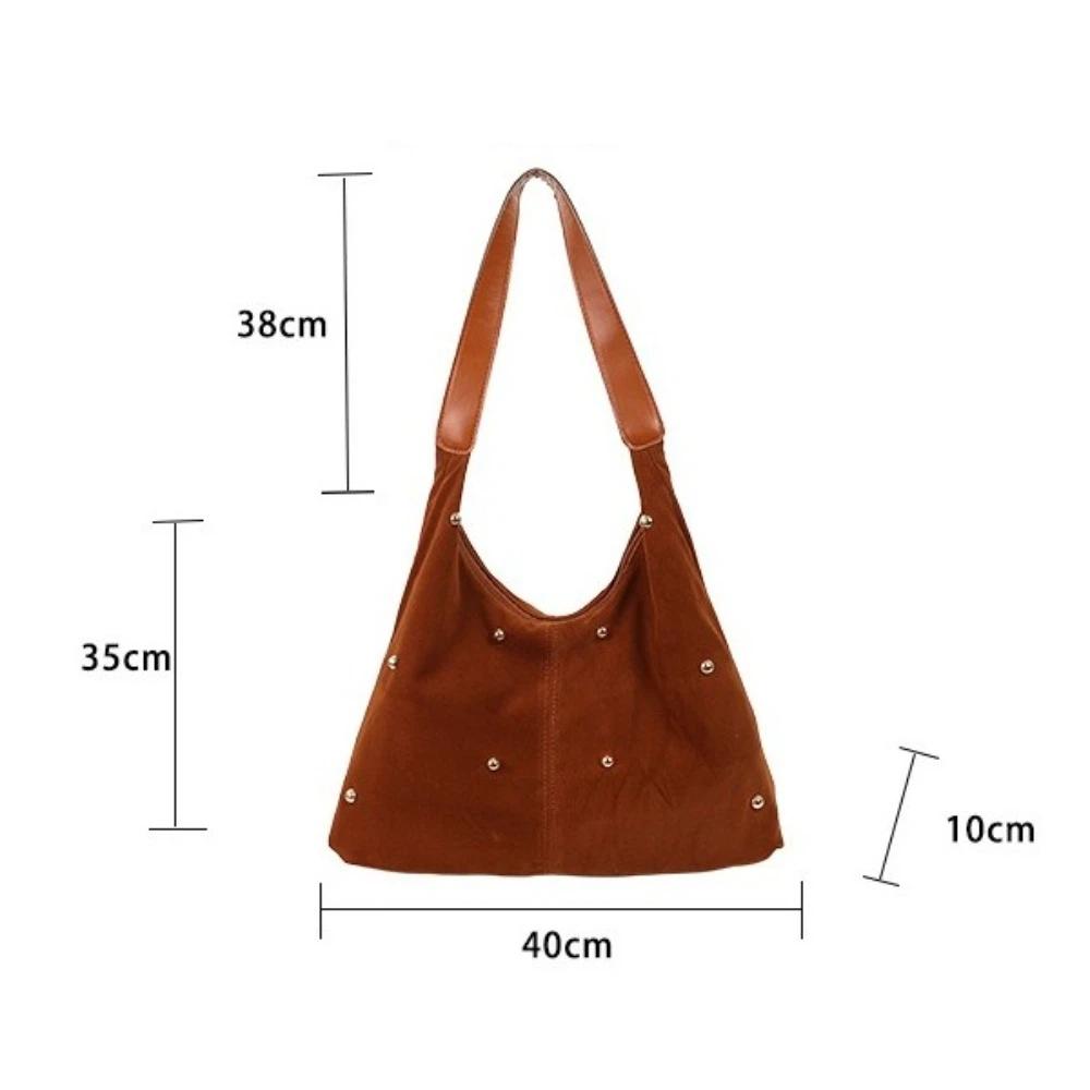 Neue große Umhängetasche Faux-Wildleder Nieten Damen Handtaschen Einfarbige Unterarm-Tragetasche Damen