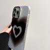 Stilvoller schwarzer Farbverlauf Liebesherz Glitzer mit Kameraglasfolie Handyhülle für iPhone 16 15 14 13 12 11 Pro Max Plus