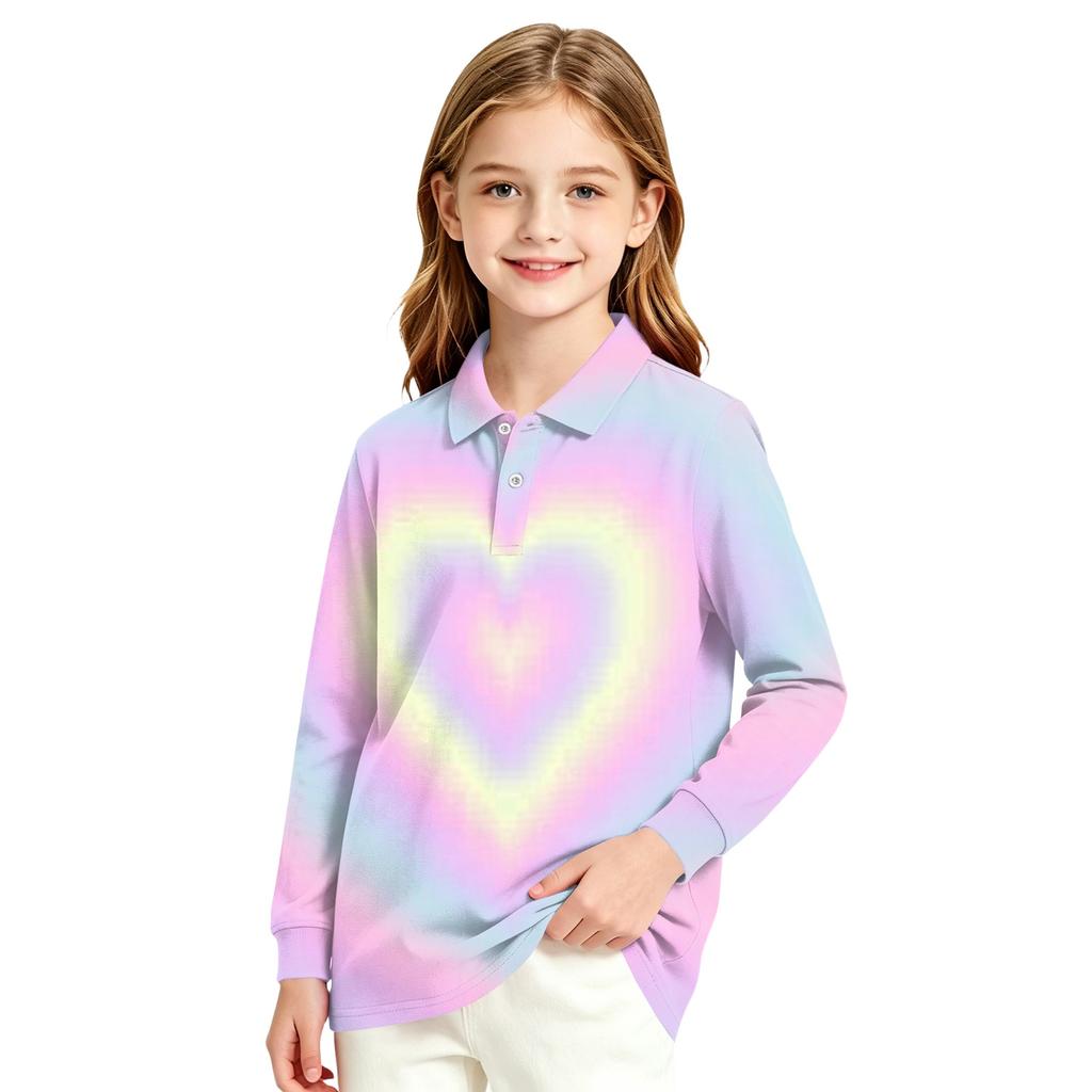 Girls' Long Sleeve Print School Uniform Blouse for Casual Formal Wear