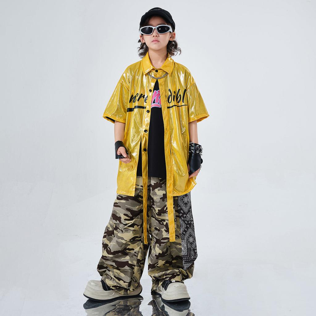 Children'S Hip-Hop Trendy Clothes Boys' Hip-Hop Fried Street Hiphop Performance Clothes Are Trendy And Cool Children'S Summer Two-Piece Short Sleeves