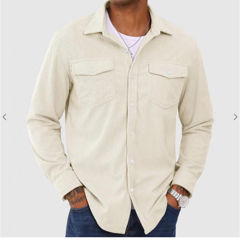 Men S Corduroy Workwear Long Sleeve Shirt Casual Outerwear