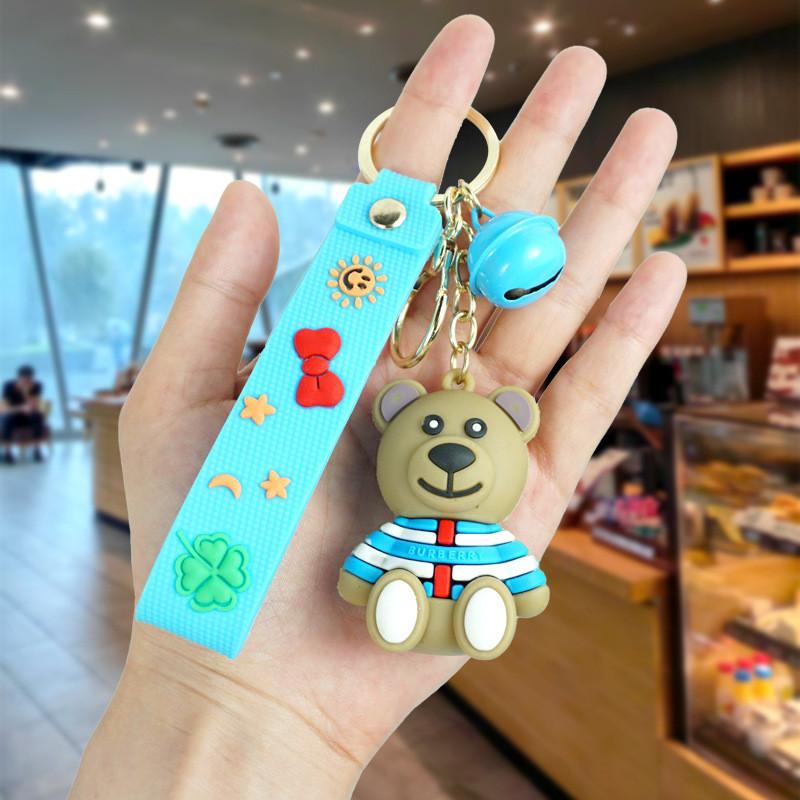 

Rubber Teddy Cute Bear Key Chain Trio Fun Cartoon Design For Backpacks And Key Rings синій