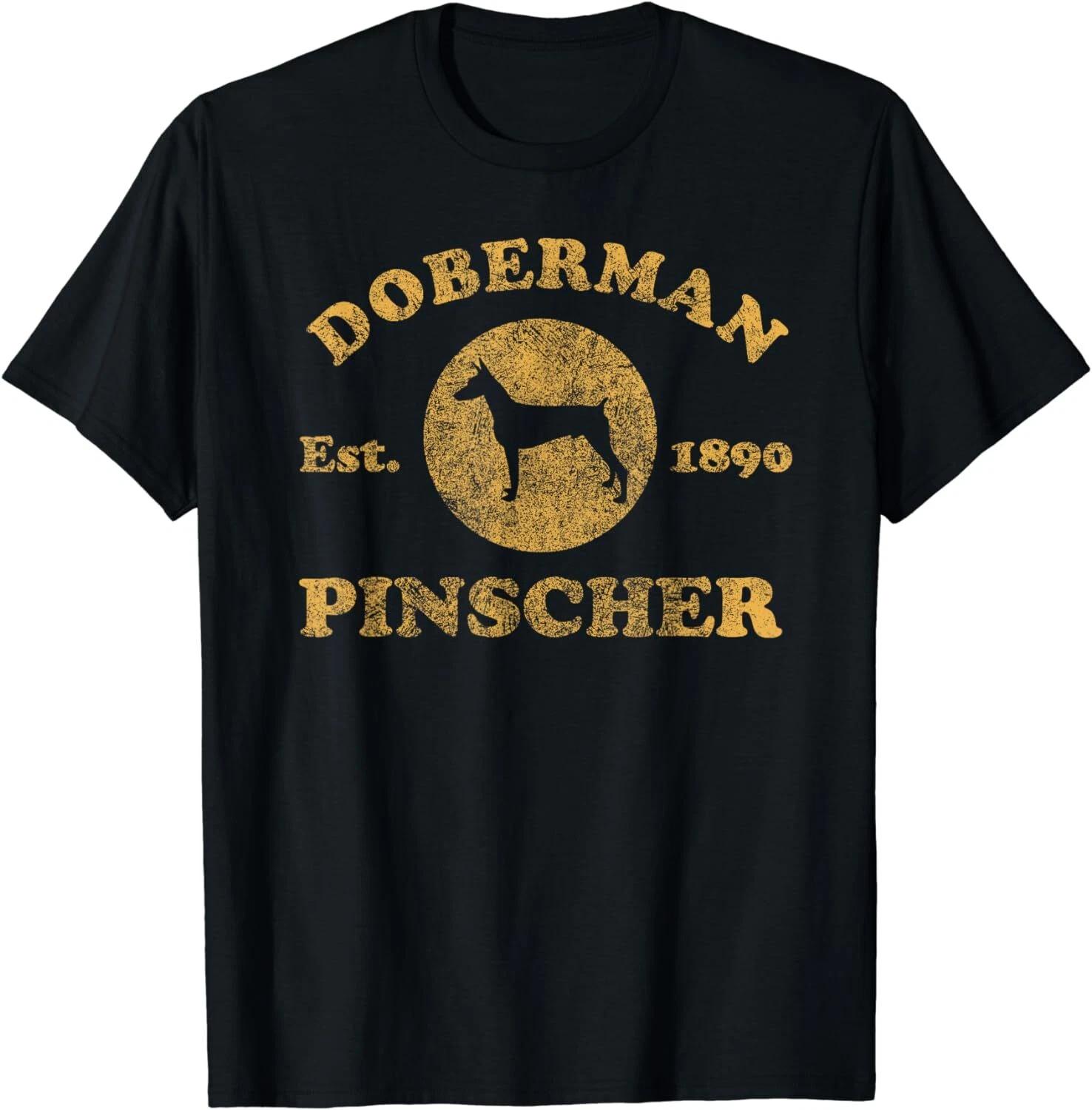

Винтажная футболка Doberman Pinscher Est_ 1890 Подарок для владельца добермана Унисекс 4XL