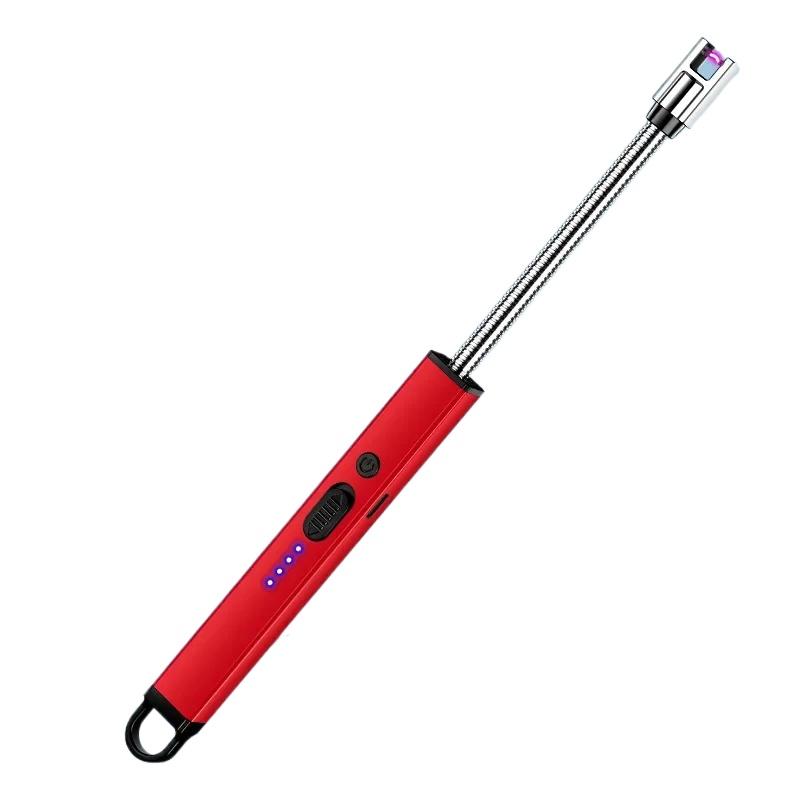 Furtun 720° Rezistent la vânt Aprinzător electronic cu impulsuri Blocare de siguranță Afișaj baterie Bucătărie de camping în aer liber Brichete electrice cu încărcare USB
