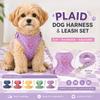 Plaid Dog Harness and Leash Set, Fashion Vest Harness for Small Dogs , Adjustable Puppy Walking Chest Strap with Lead