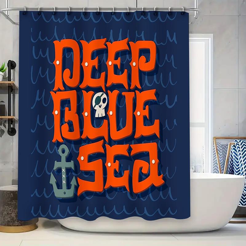 

Nautical Sea Anchor Skull Shower Curtain Set Waterproof Beach Ocean Decor Bathroom Fabric Liner W60H190(CM)-1 Pcs