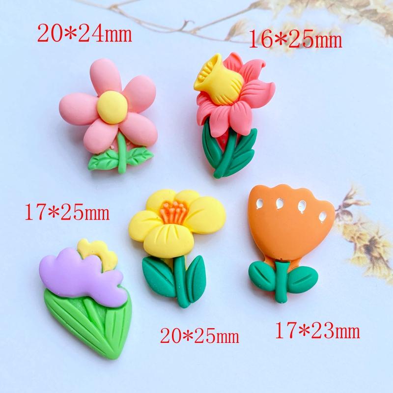 10Pcs Kawaii Cute Mixed Mini Flowers Flat Back Resin Cabochons Scrapbooking DIY Jewelry Craft Decoration Accessorie H89