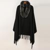 Autumn and winter new warm light luxury cashmere shawl fox fur collar tassel fashion