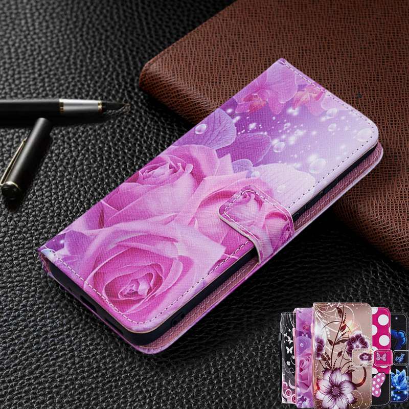 

Прекрасный кожаный флип-чехол с цветочным принтом для Samsung A02 A12 A32 A52 A72 A10 A20 A30 A40 A50 A01 A21S A31 A51 Galaxy M21 M31 M51 S8 S9 S10 S20 S21, чехол-бумажник