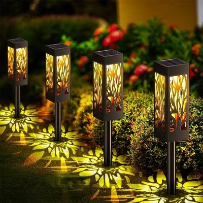 Solar Powered Hollowed Out Lawn Lights Waterproof Outdoor Decorative Light for Garden Patio Yard Courtyard Pedestrian Walkway