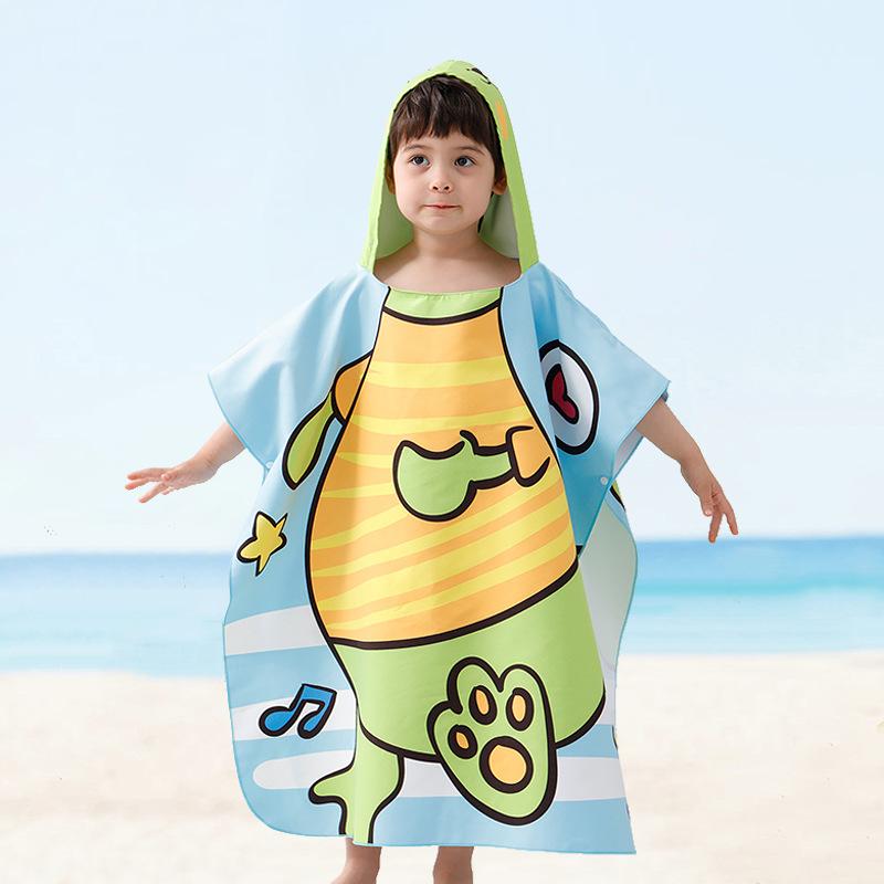 Children's beach towel with cartoon swimming hood cape water-absorbing cape bath towel